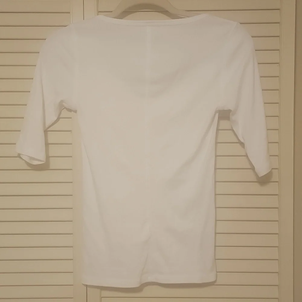 Everlane Luxe Rib Scoop-Neck Tee White Size Small - Picture 4 of 6